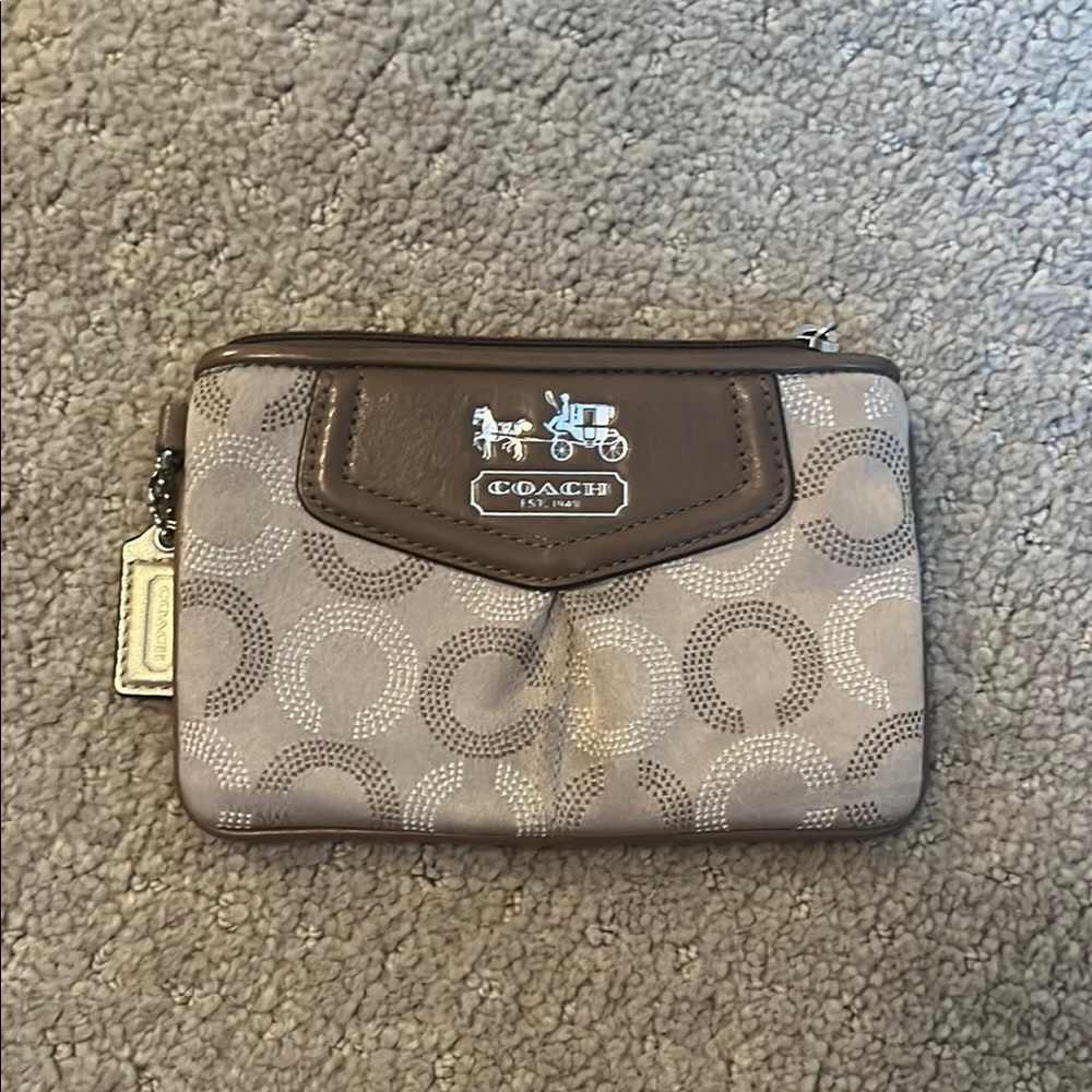 Coach Signature Brown and Tan Pouch